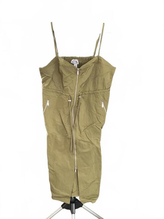 Future Collective Dresses & Skirts - NWT Future Collective Olive Green Sleeveless Midi Dress with Front Zipper